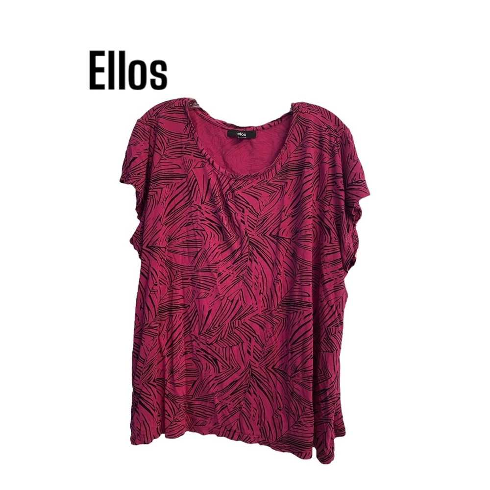 Ellos Berry Fern Print Capsleeve Plus Top 22/24